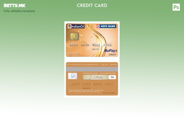 Модерен стил Индија IndianOil HDFC банка RuPay шаблон за кредитна картичка